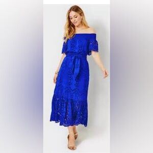 Lilly Pulitzer Isbell Blue Off-Shoulder Dress